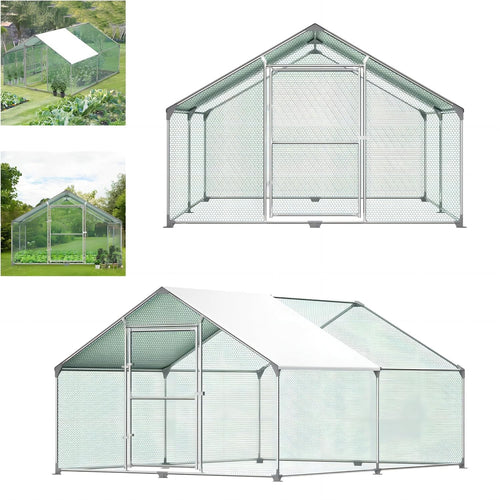 XXL Walk In Chicken Run Galvanised Steel Outdoor Pet Enclosure Roof