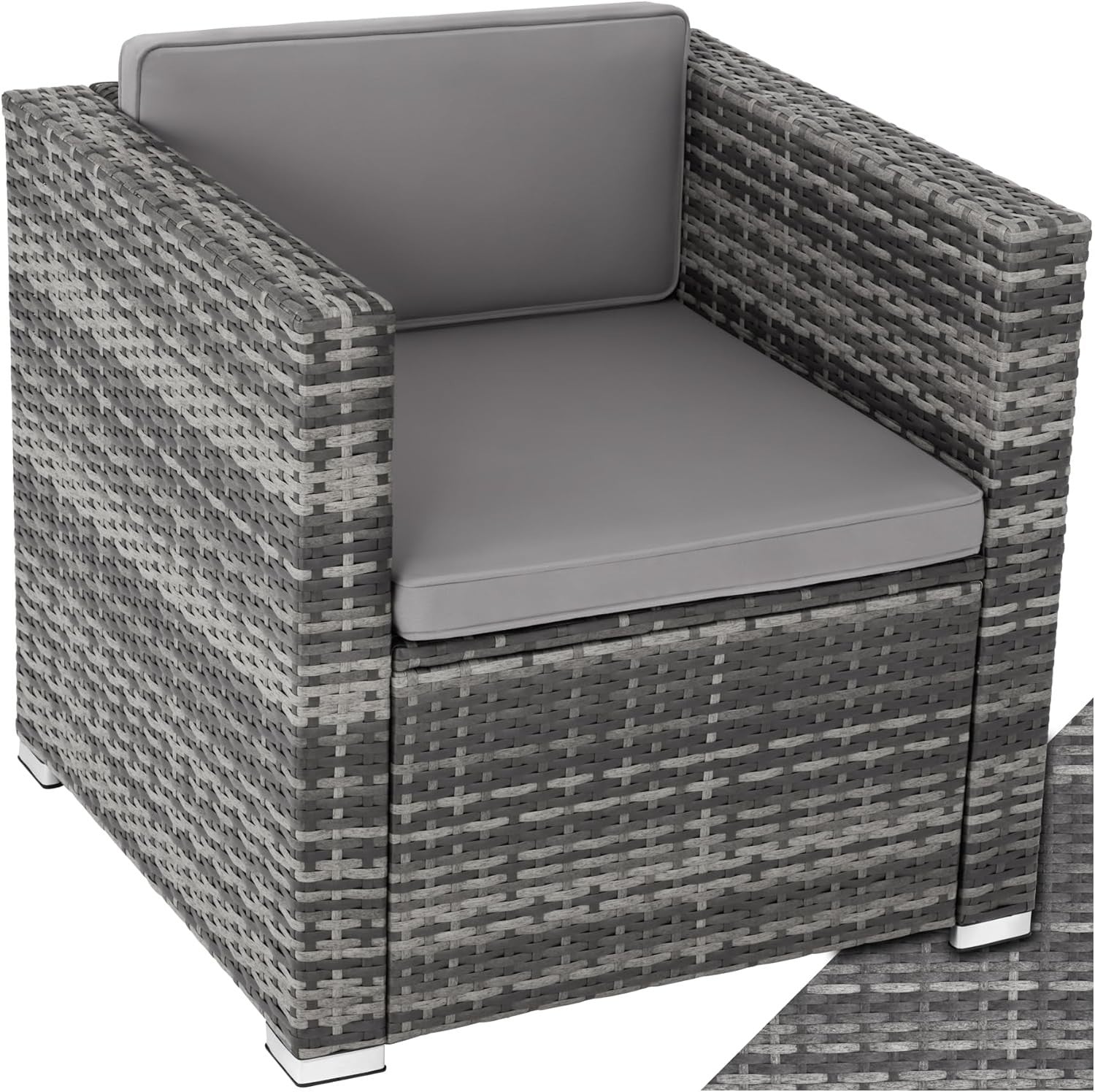Rattan Garden Armchair UV Resistant Cushioned Lounge Chair Patio Conservatory
