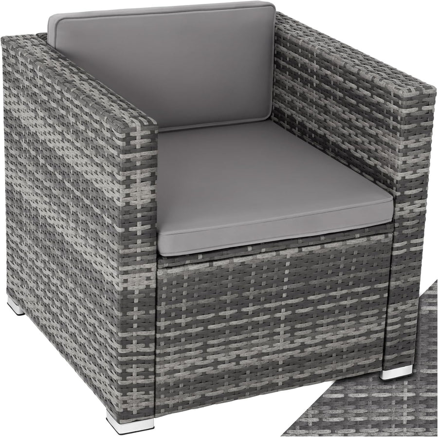 Rattan Garden Armchair UV Resistant Cushioned Lounge Chair Patio Conservatory