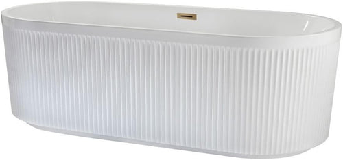 White Freestanding Double Ended Fluted Bath 1700x800mm Brass Overflow