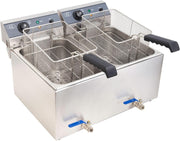 34L Double Electric Chip Fryer 6000W Twin Tank With Drain Tap