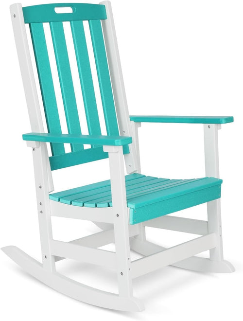Weatherproof Outdoor Rocking Chair Ergonomic HDPE Patio Porch 87x70x122cm