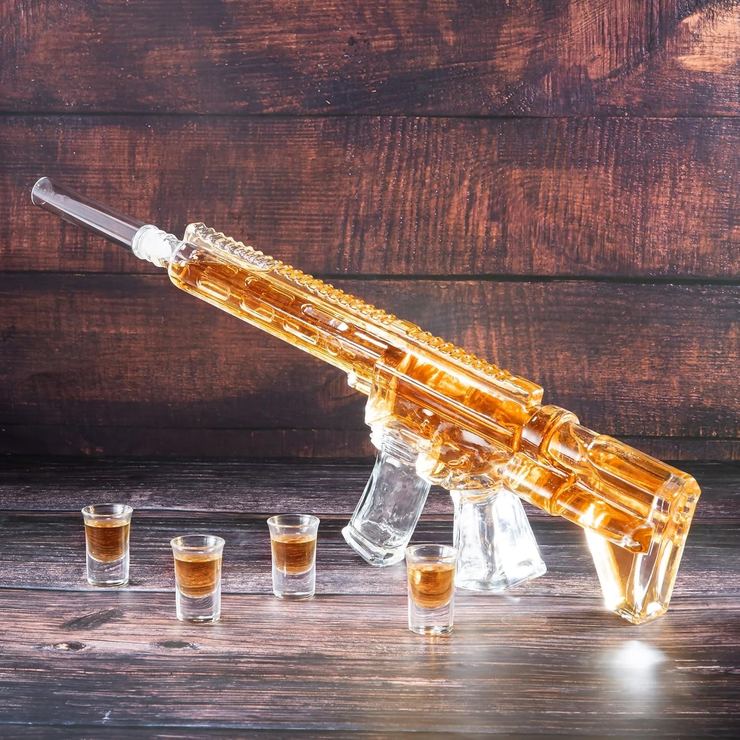 AR15 Style Whiskey Decanter Holster Set with Shot Glasses Party Gift