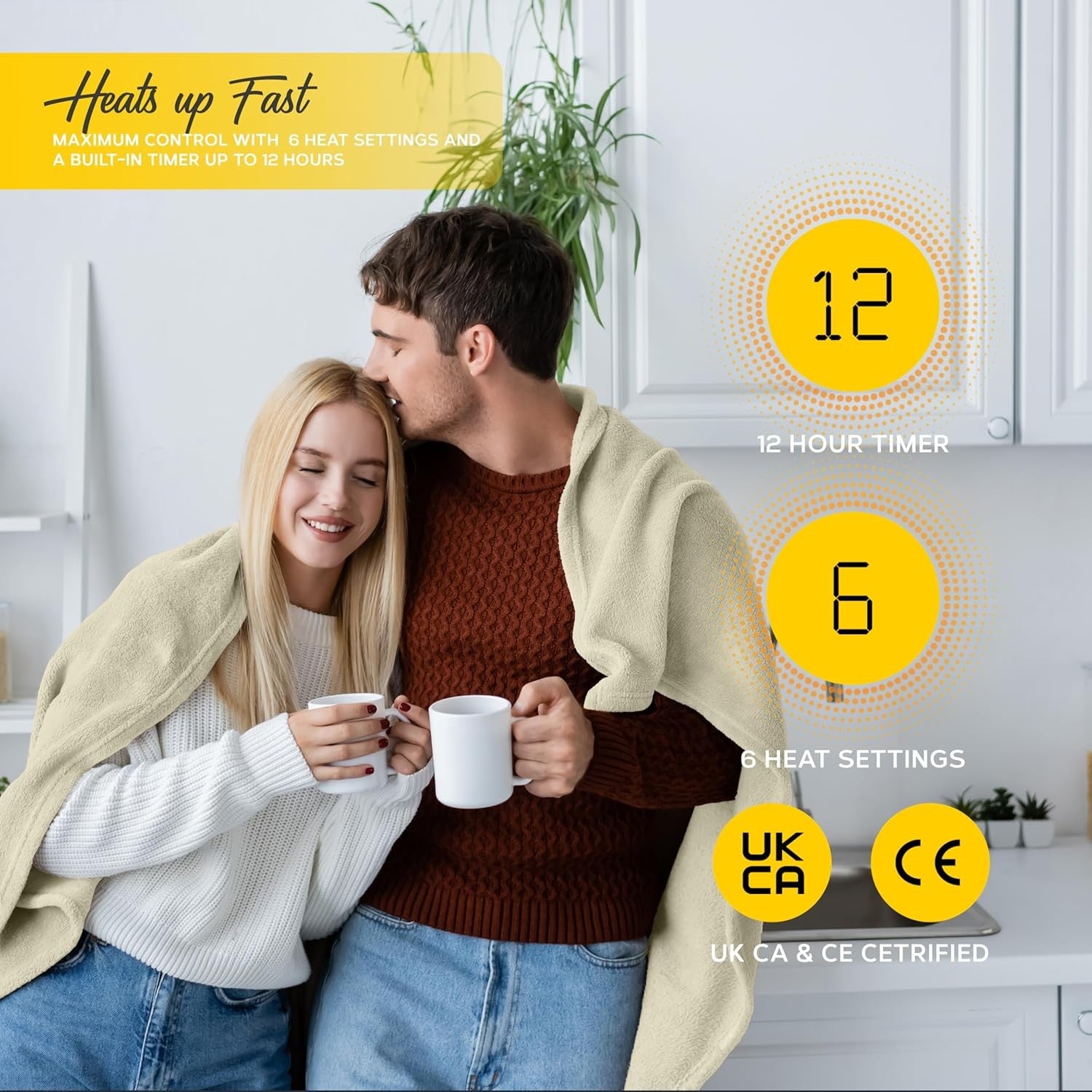 Electric Heated Throw Blanket King Dual Control Sherpa Fleece 230x250cm