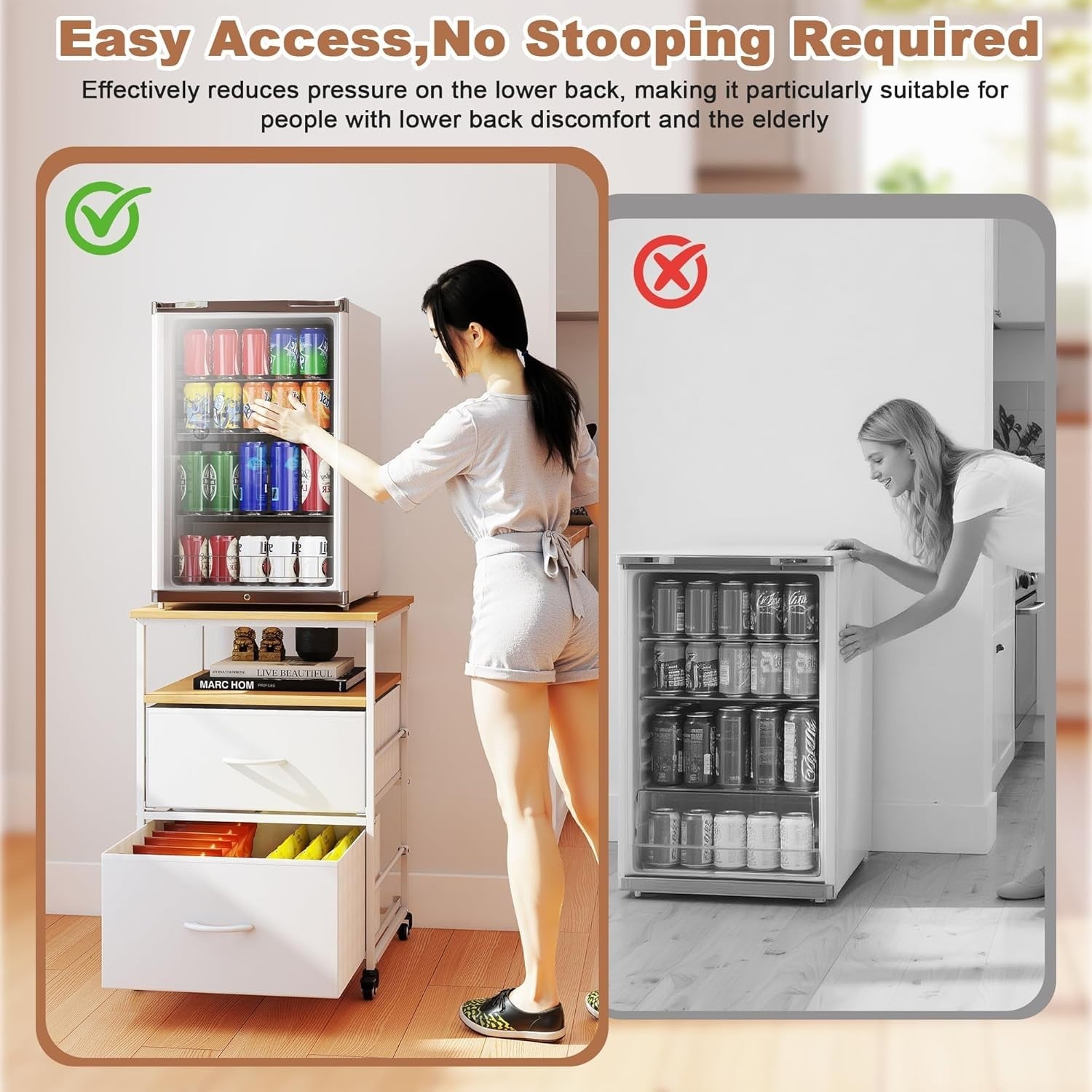 Mini Fridge Stand with Storage 167kg Capacity Cart