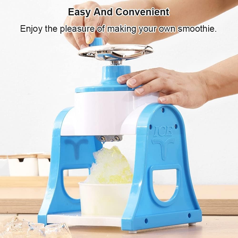 Manual Ice Crusher Hand Crank Snow Cone Slushie Maker Portable