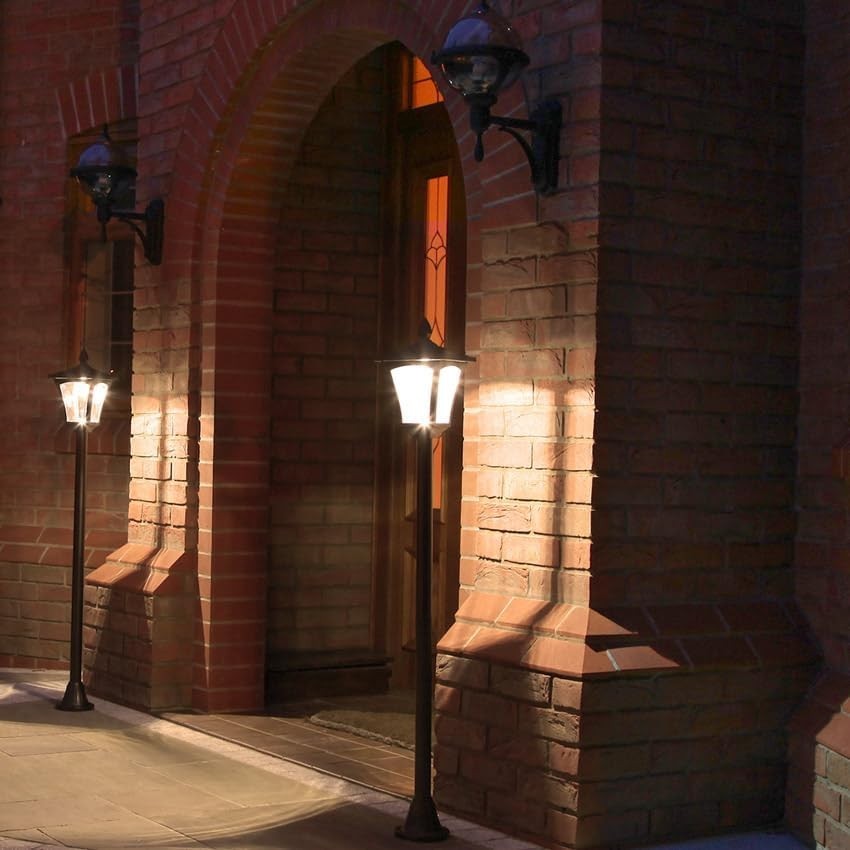 Festive Lights 4ft Solar Victorian Lamp Post Warm White Dual Brightness