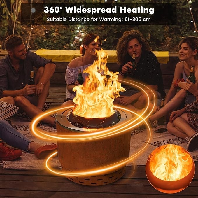 Smokeless Fire Pit Outdoor Stove Portable Stainless Steel Bonfire Bowl 49cm