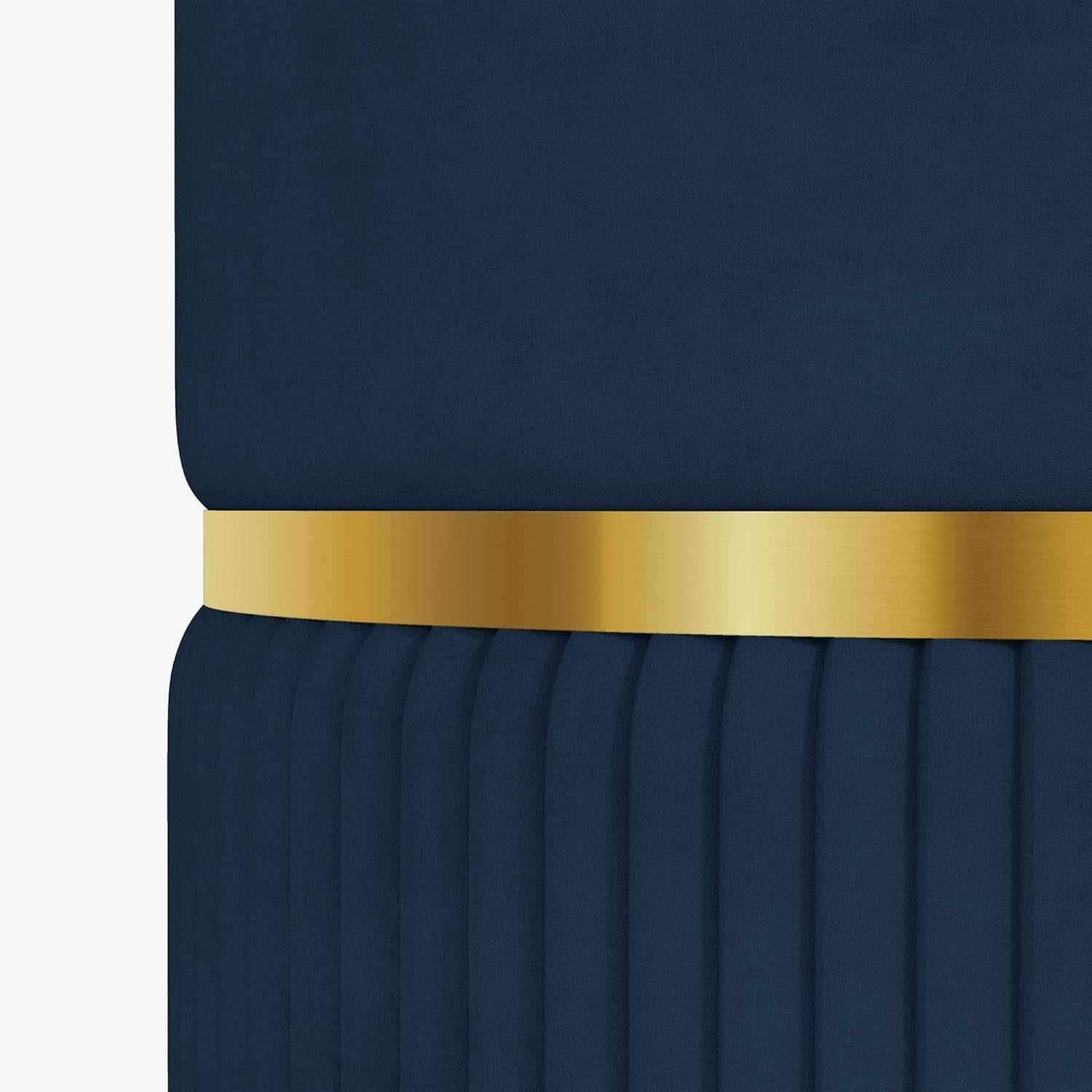 Dark Blue Velvet Round Storage Stool – Padded Ottoman with Hidden Space