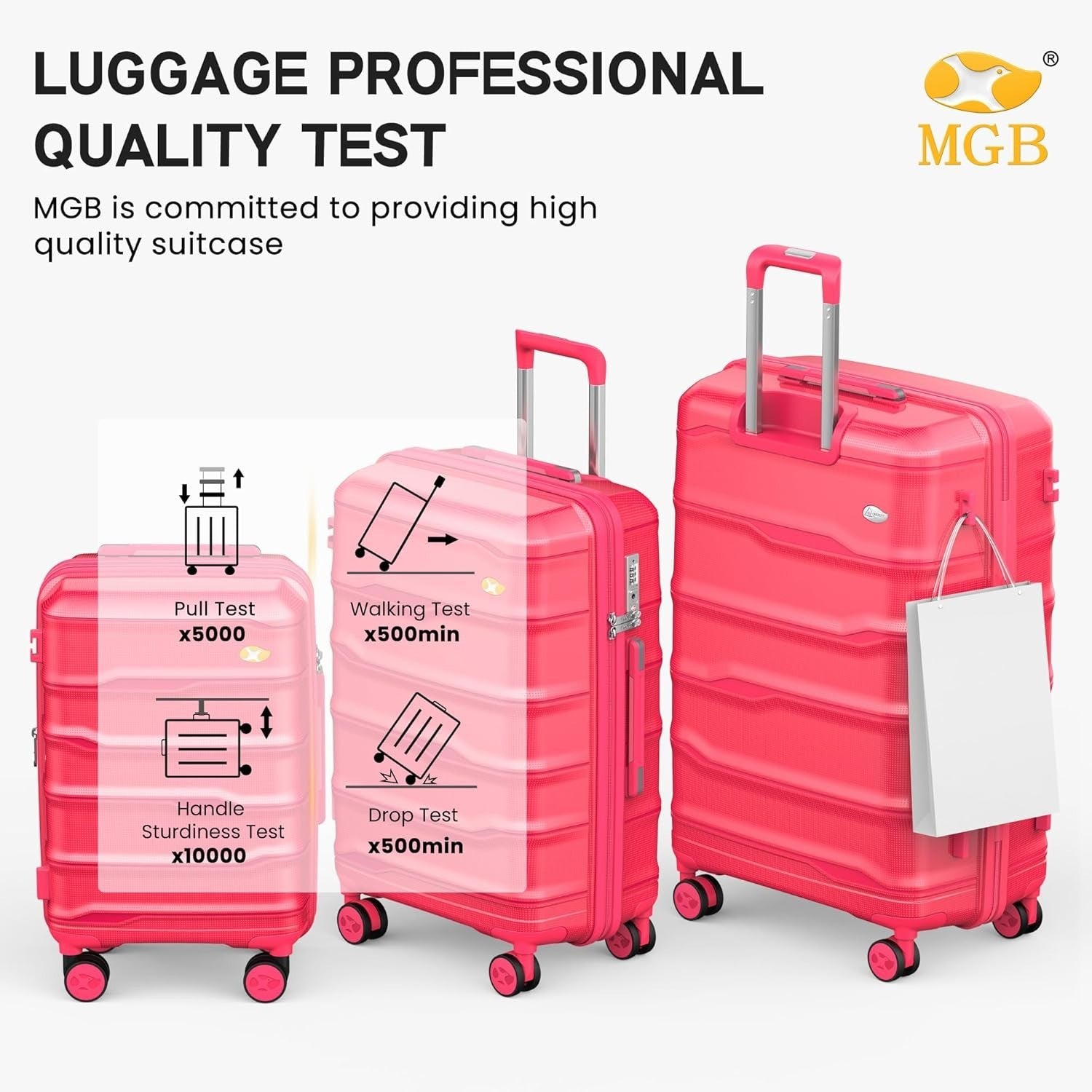 24 Inch Hard Shell Suitcase PP Lightweight 4 Spinner Wheels TSA Lock