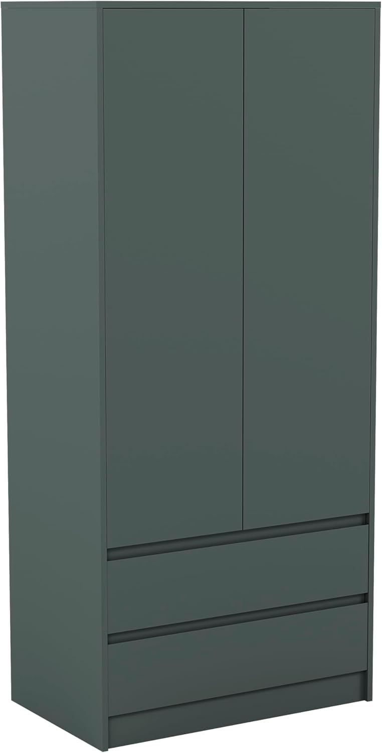 Modern 2 Door Wardrobe with 2 Drawers | Durable Storage & Magnetic Latch