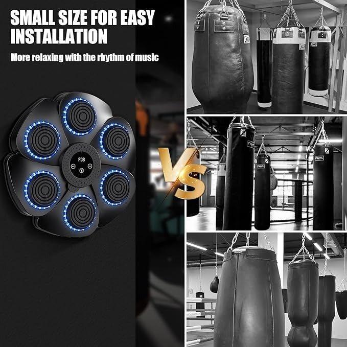 White LED Music Boxing Machine 9 Speed Wall Mount Bluetooth Reaction Trainer