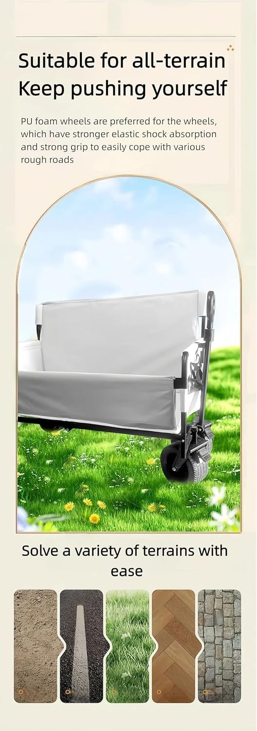 150L Heavy Duty Folding Beach Wagon with 200kg Load Big Tank Wheels Camping Cart