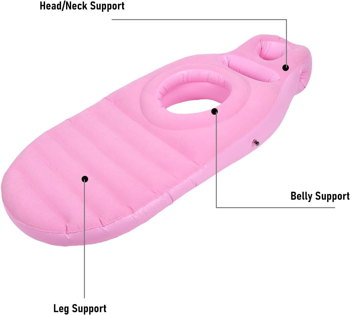 Inflatable Pregnancy Pillow Full Body Maternity Air Bed Belly Hole Pink