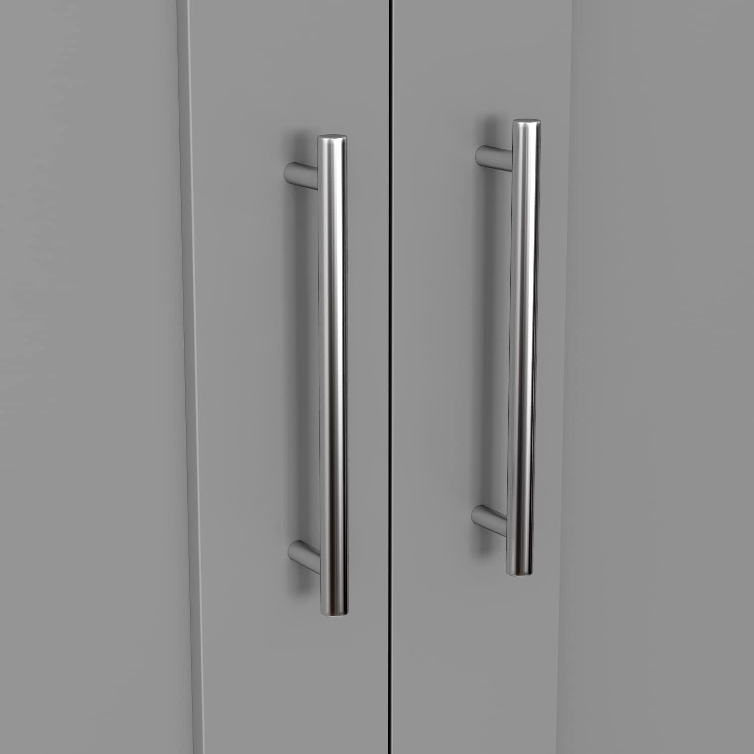 Grey Oak 2 Door Wardrobe with Clothes Rail Soft Close Doors Bedroom Storage