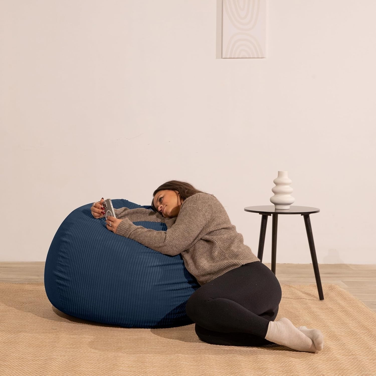 Premium Large Bean Bag Chair Soft Corduroy Cover Removable Washable Foam