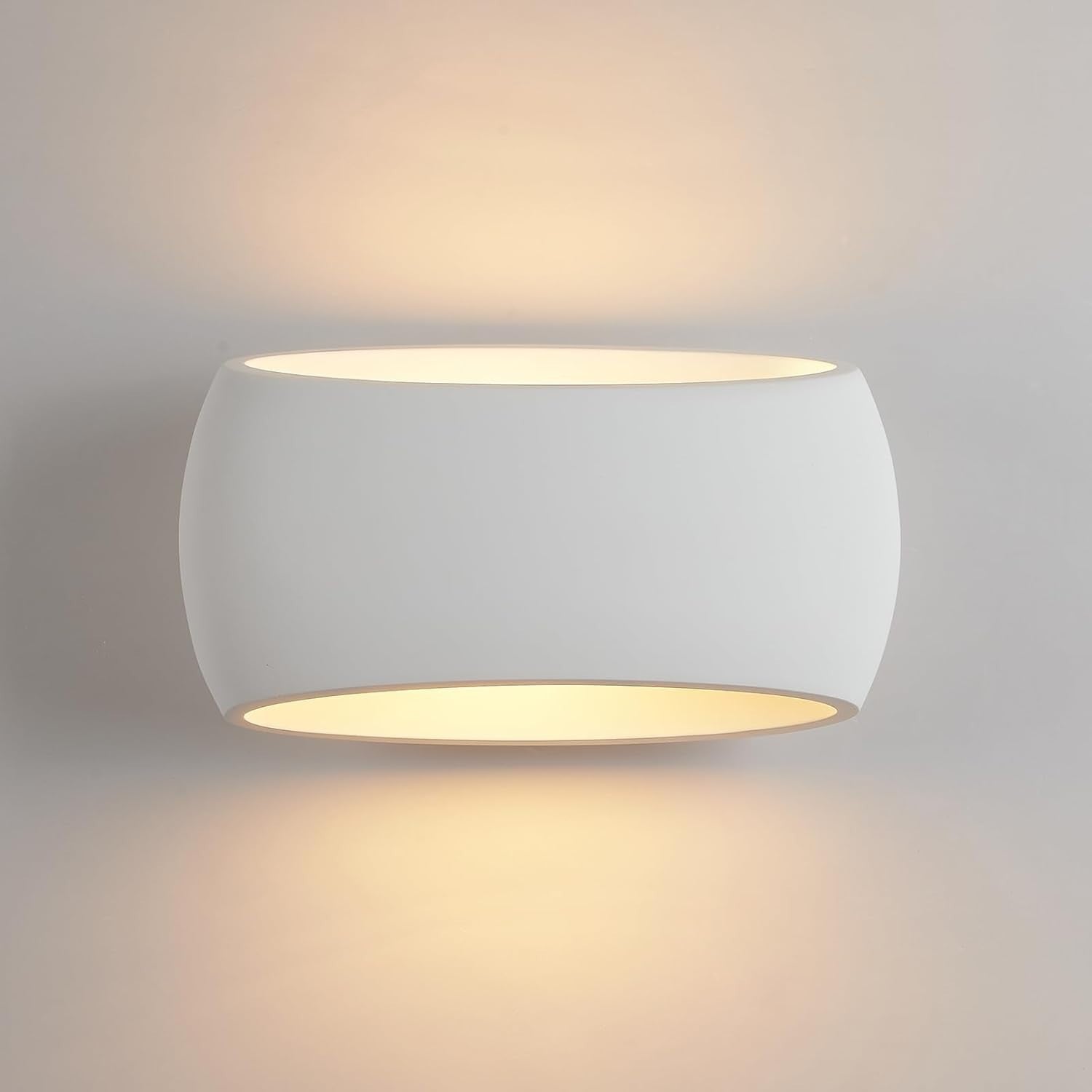 Modern Wall Uplighters White Plaster Indoor Lights 2 Pack | Up Down Lamps