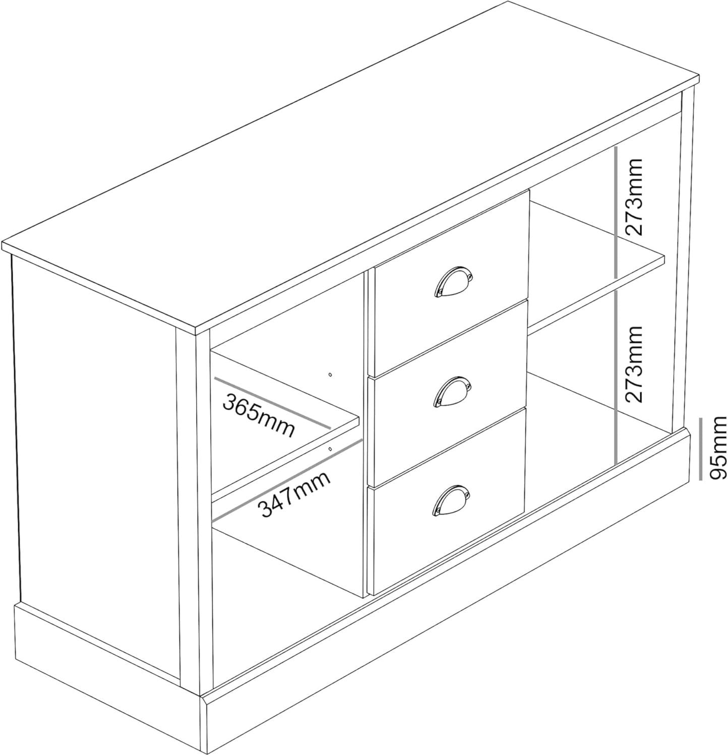 Rustic Storage Sideboard Cabinet 2 Doors 3 Drawers Adjustable Shelves