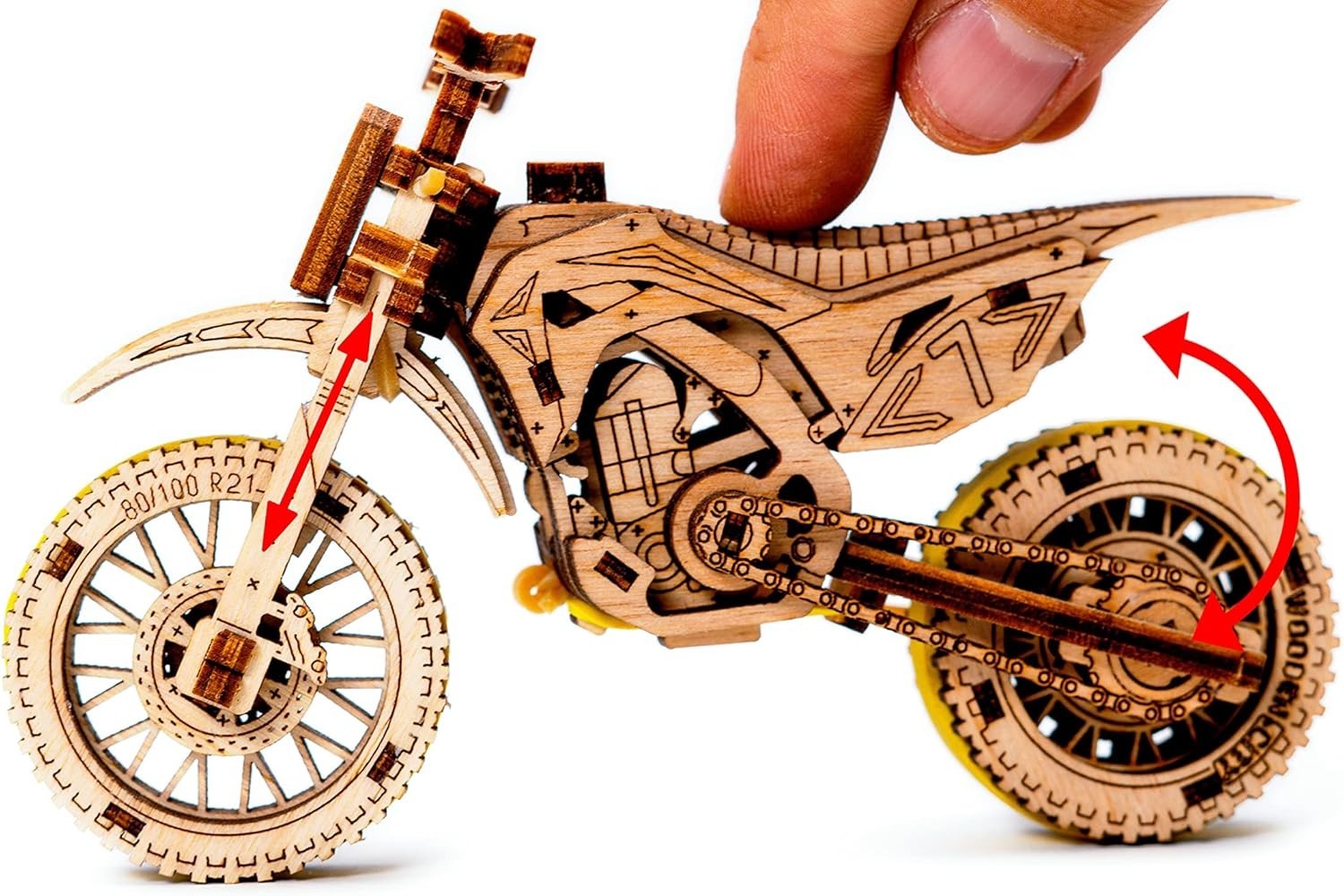 3D Wooden Motorbike Puzzle Kit 1:15 Model Gift for Adults & Teens