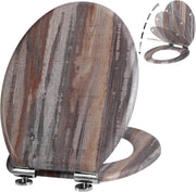 Soft Close Wooden Toilet Seat | Quick Release Adjustable Hinges 45x37cm Oval