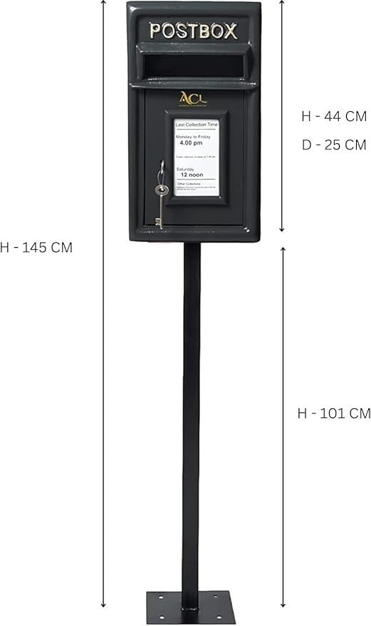 Lockable Cast Iron Mailbox Black | Heavy Duty Wall Mount Post Box | Weatherproof