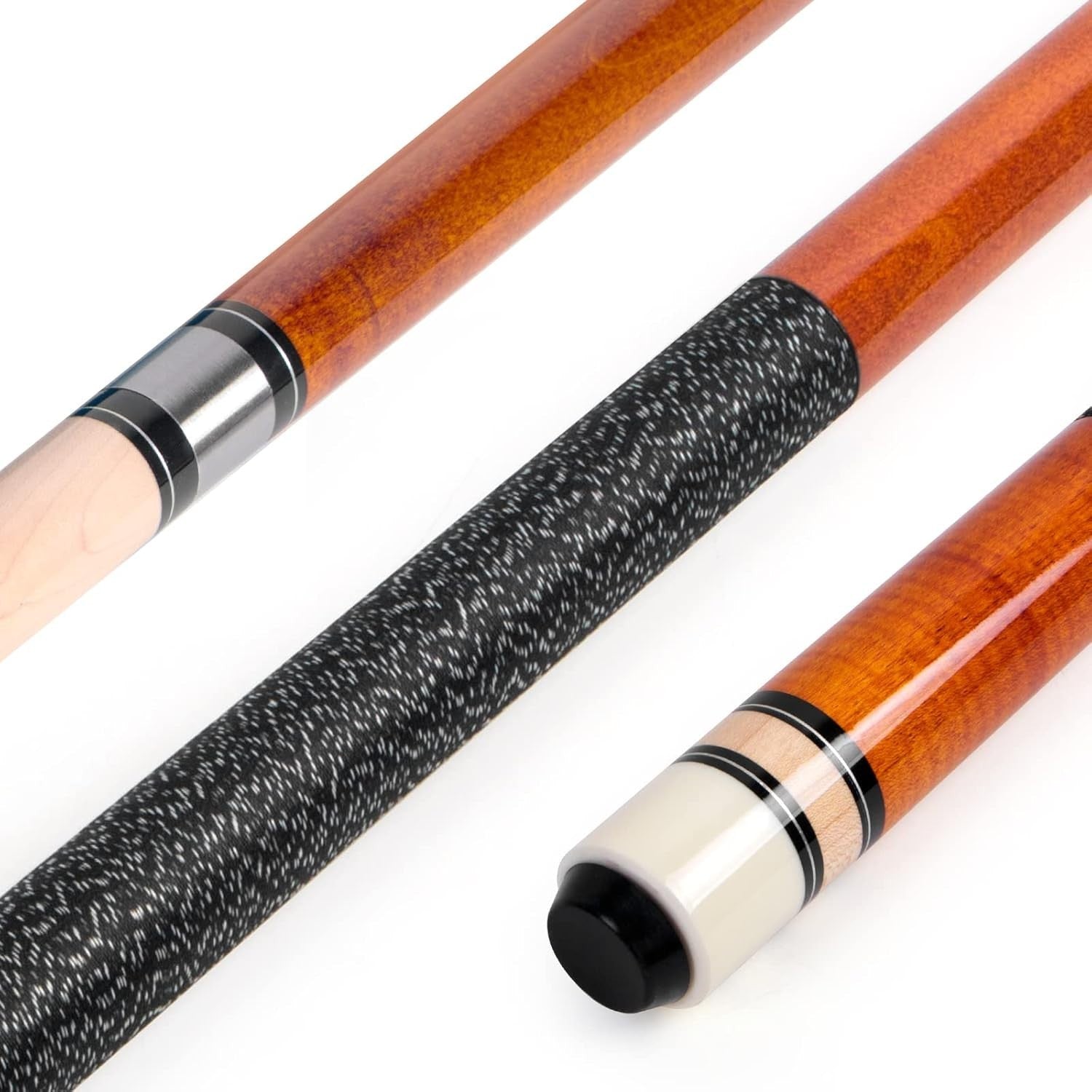 58in Pool Cue Set 4 Sticks 13mm Tip Canadian Maple 18–21oz Linen Grip