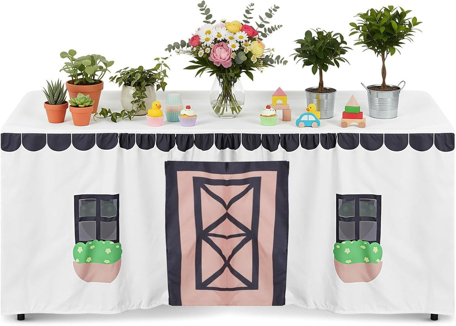 Kids Table Fort Playhouse Cover Indoor Outdoor Farmhouse Tent Large