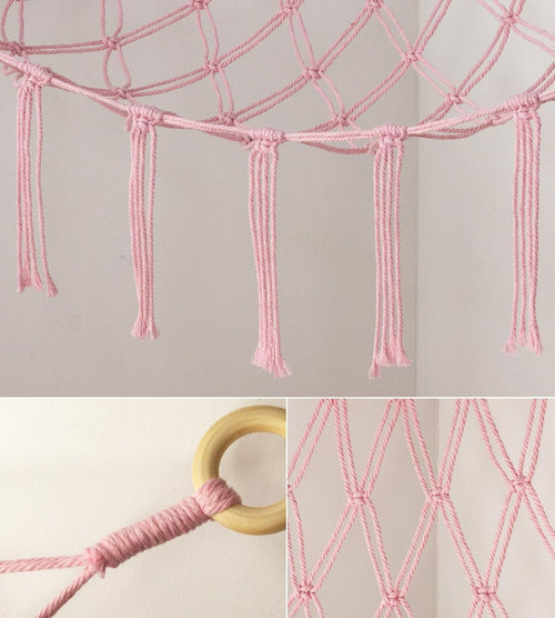 Stuffed Animal Hammock Storage Net – Cotton Toy Holder, Boho Wall Decor