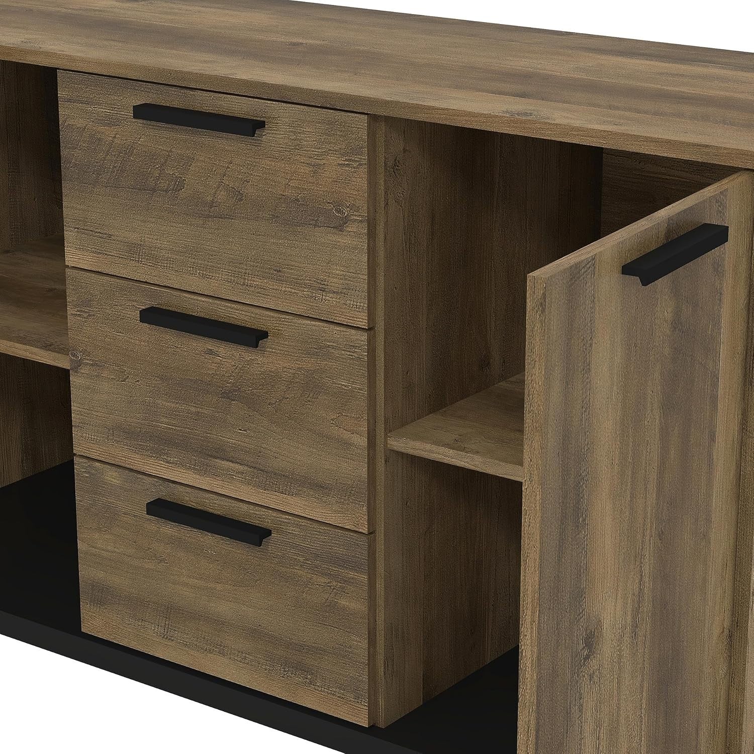 Oak Sideboard Cabinet 2 Door 3 Drawer Storage Unit Adjustable Shelves
