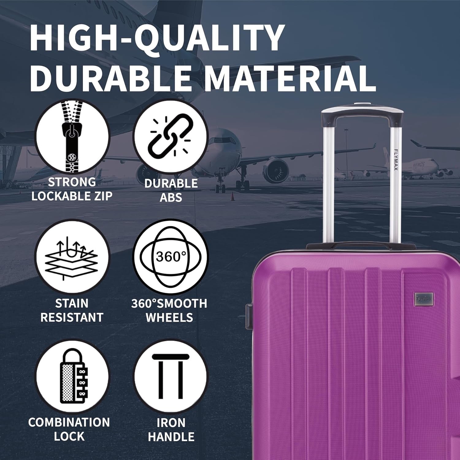 40L Cabin Carry On Suitcase 55x40x20 Ultra Lightweight ABS 4 Wheel Spinner