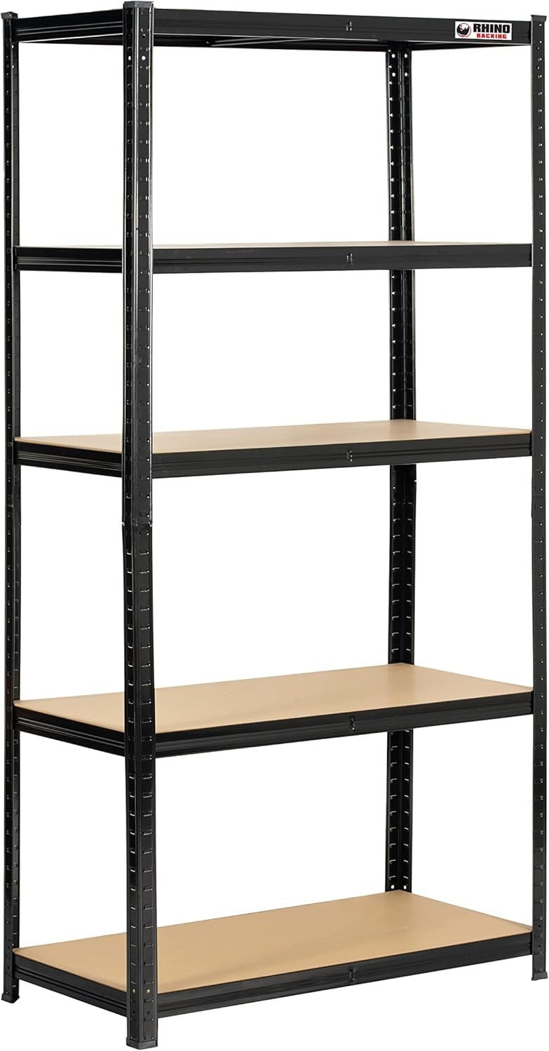 Heavy Duty 5-Tier Garage Shelving Unit Black 180x90x45cm Adjustable