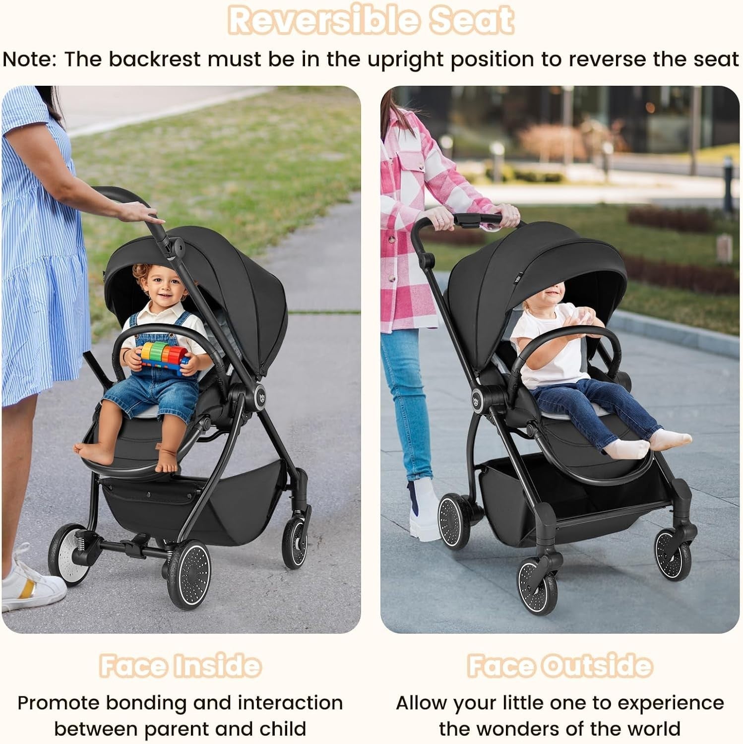 Foldable Baby Pushchair Reversible Seat Recline Adjustable Canopy 0-36M
