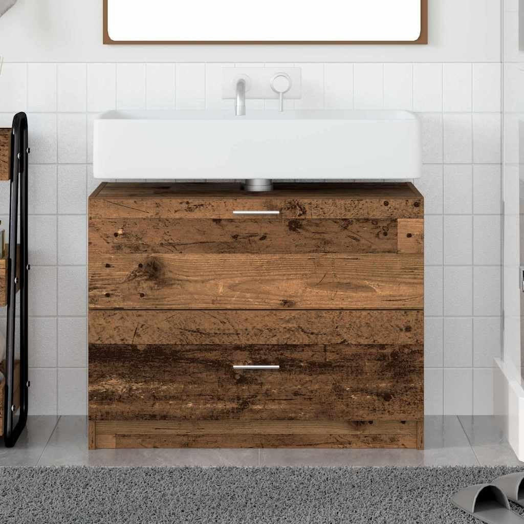 Rustic Bathroom Sink Cabinet 78x37x59cm Wooden Under Sink Storage Unit