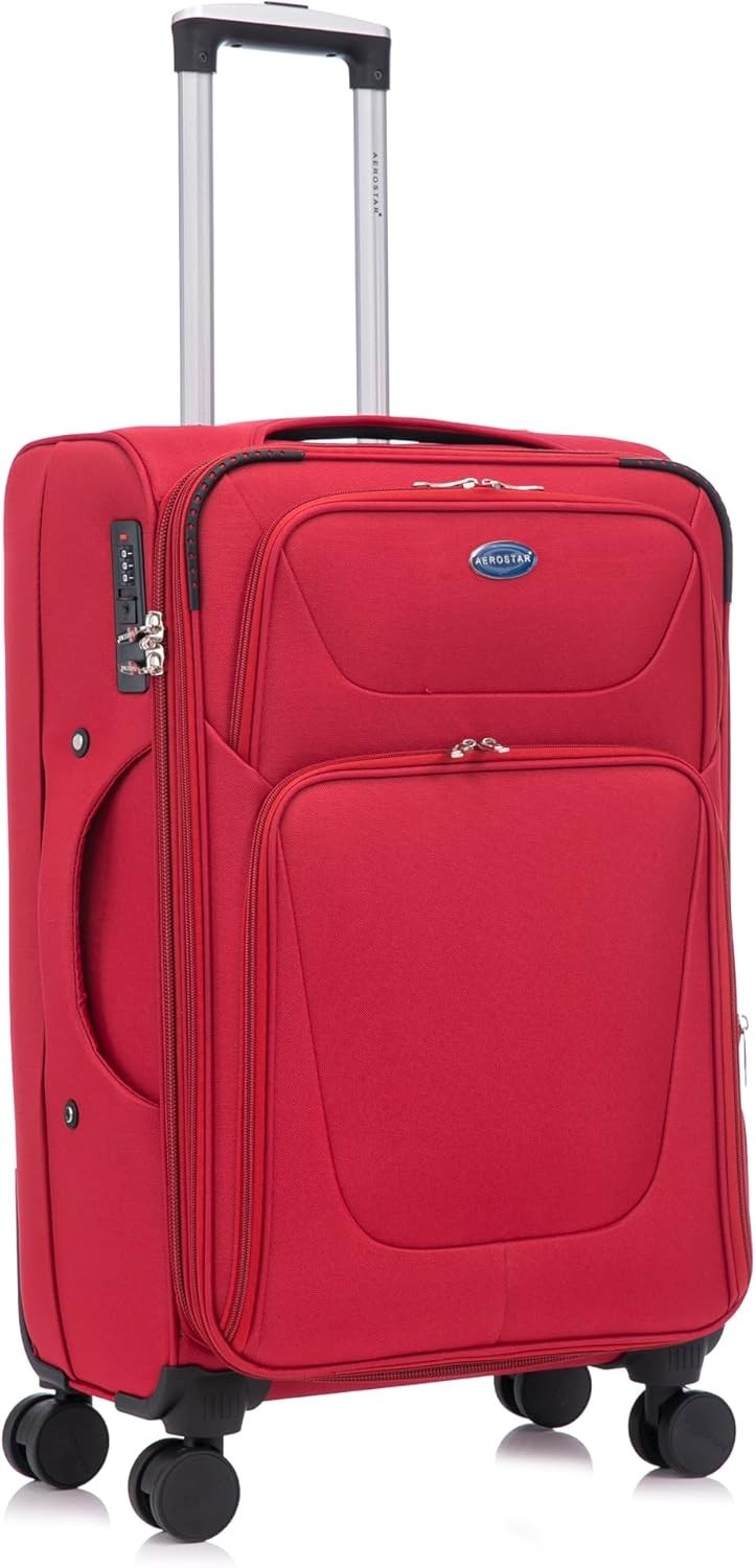 26” Medium Expandable Soft Suitcase Lightweight 4 Spinner Wheels Lock 78L