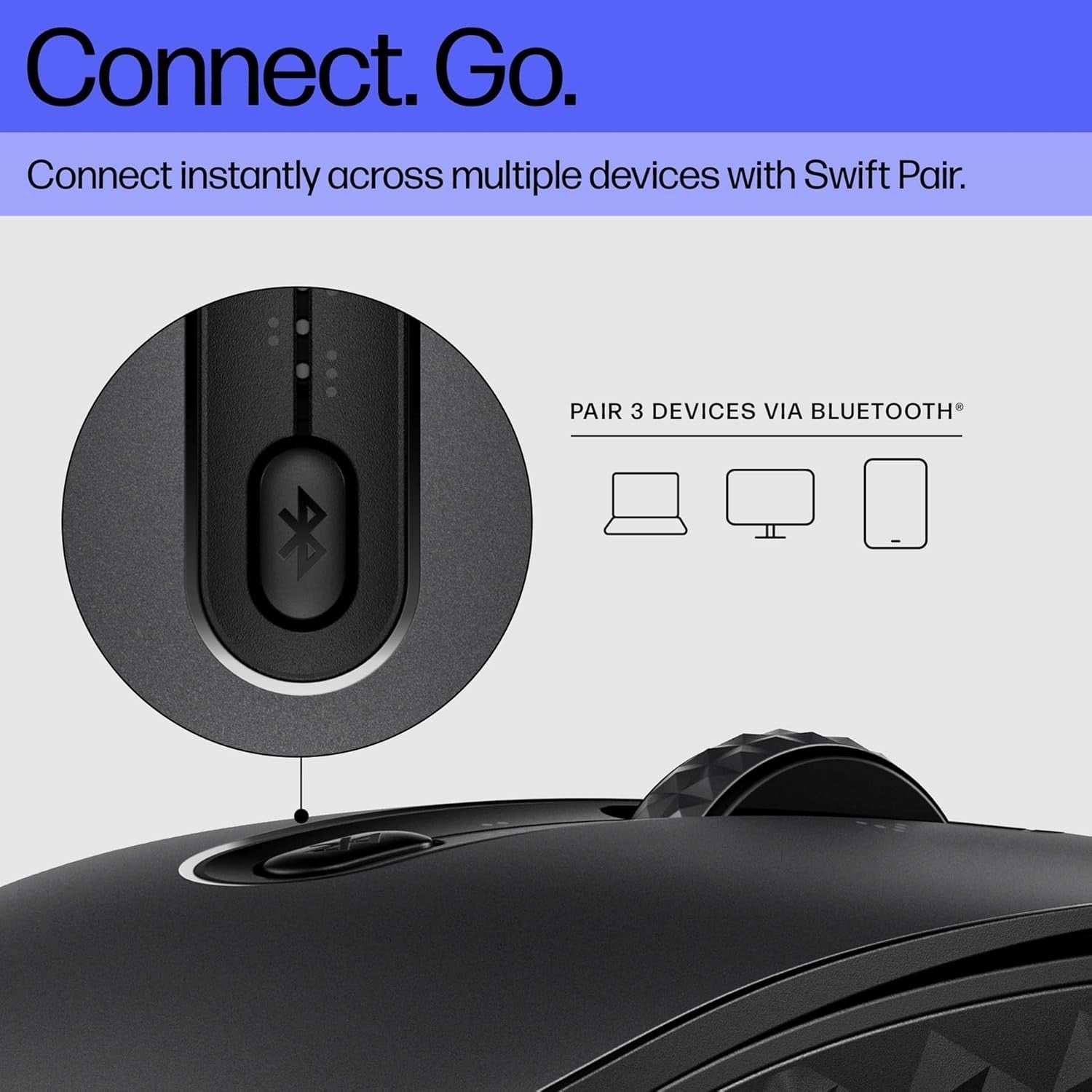 Qi Wireless Charging Mouse 4000 DPI Bluetooth Multi-Device Black