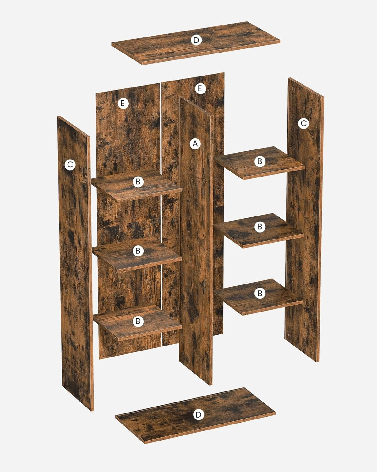 8-Cube Rustic Bookcase | Tall Storage Shelf for Living Room Office Bedroom