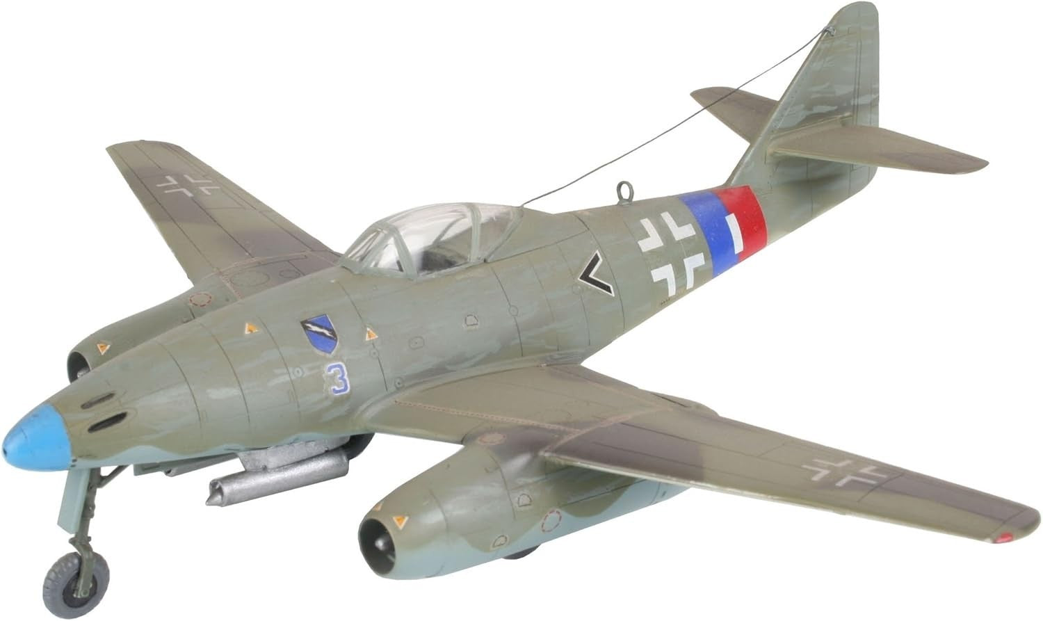 1:72 Scale WWII Jet Fighter Model Kit - Unpainted, 56 Pieces, Military Display