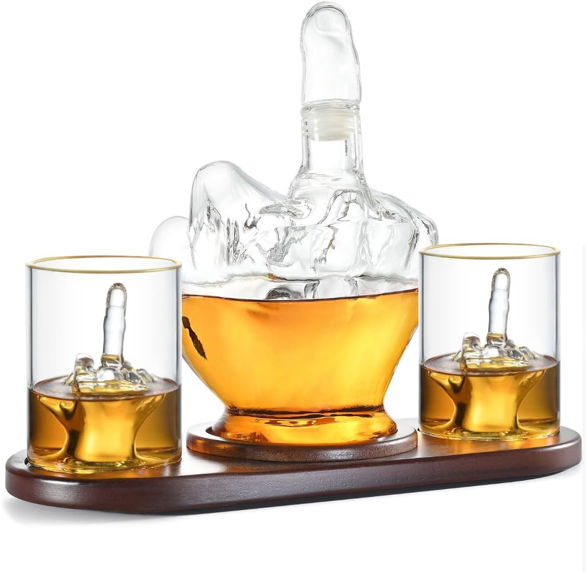 Middle Finger Whiskey Decanter Set 985g with 2 Glasses Funny Novelty Gift