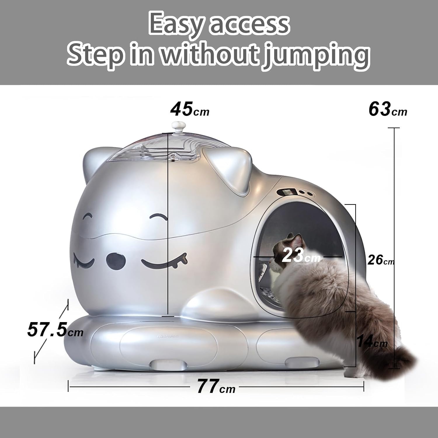 Self Cleaning Cat Litter Box APP Control 80L XL Odor Control Tray