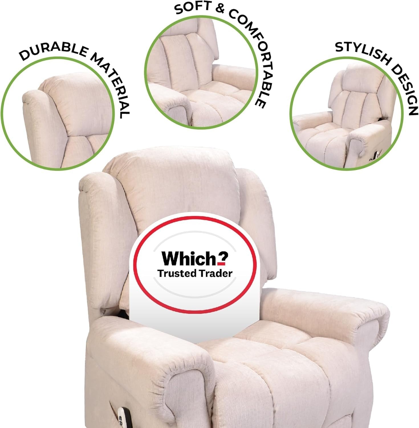 Dual Motor Lift Recliner Chair Heat Massage Riser Mobility Support Fabric Beige