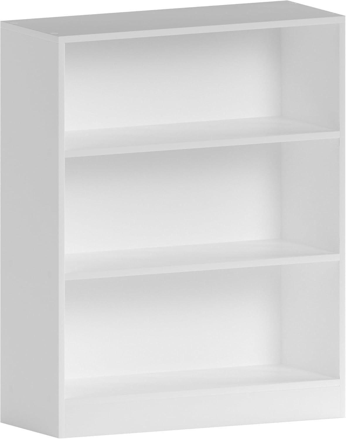 3 Tier White Wooden Bookcase Modern Storage Display Shelf for Living Room Low