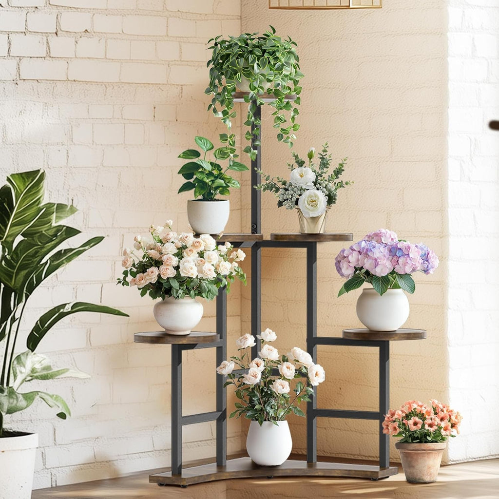 6 Tier Corner Metal Plant Stand Indoor Outdoor Tall Flower Shelf Organizer
