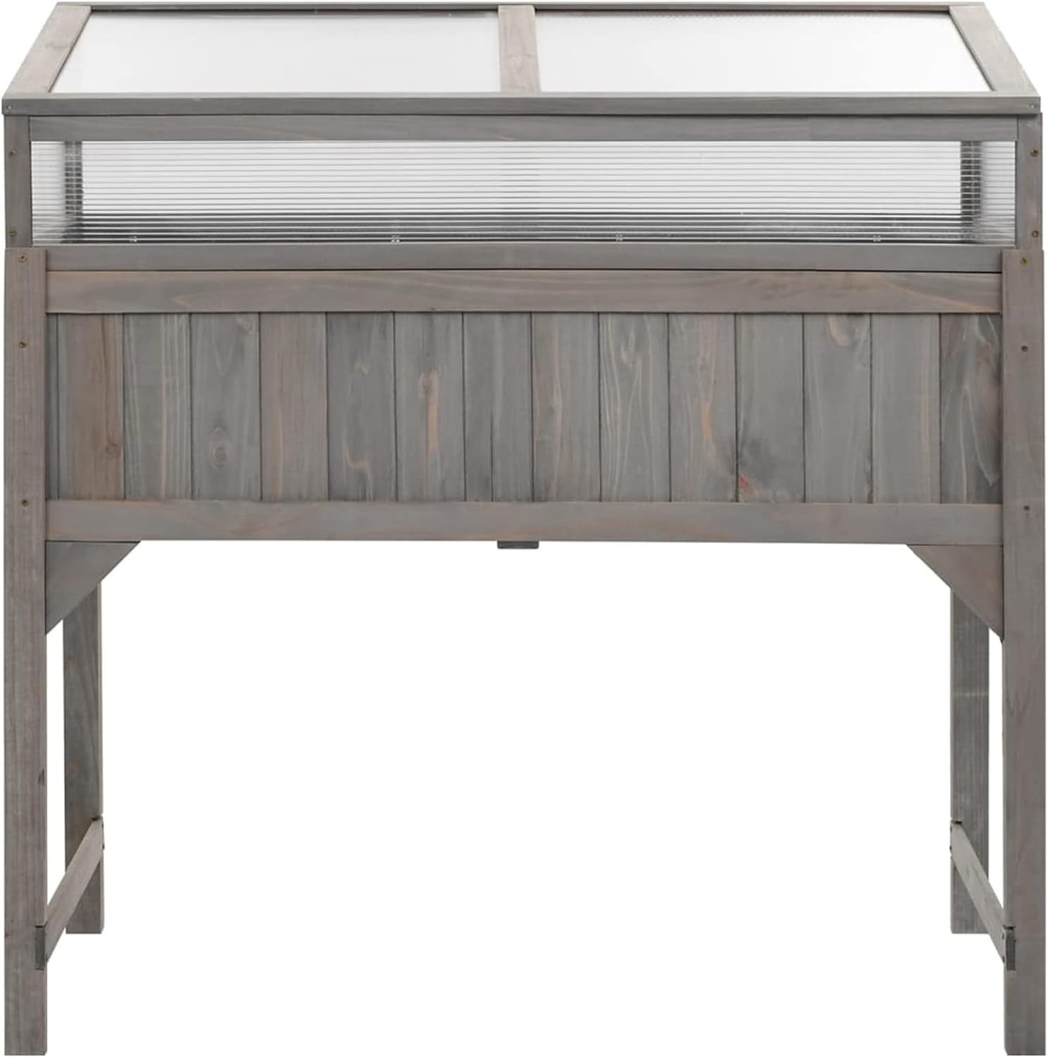 Raised Wooden Garden Bed with Greenhouse 110x54x120cm UV Cover for Plants
