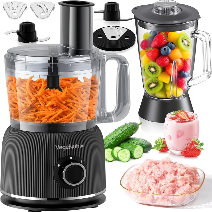 1500W Food Processor Blender Combo 2.5L Chopper 2L Glass Jug