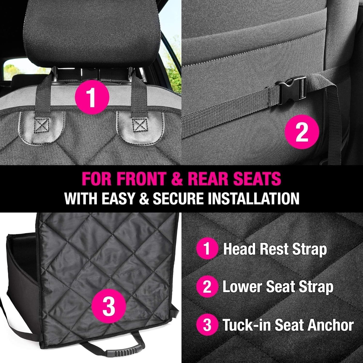Waterproof Dog Car Seat Booster Travel Bed Safety Belt Small Medium Dogs