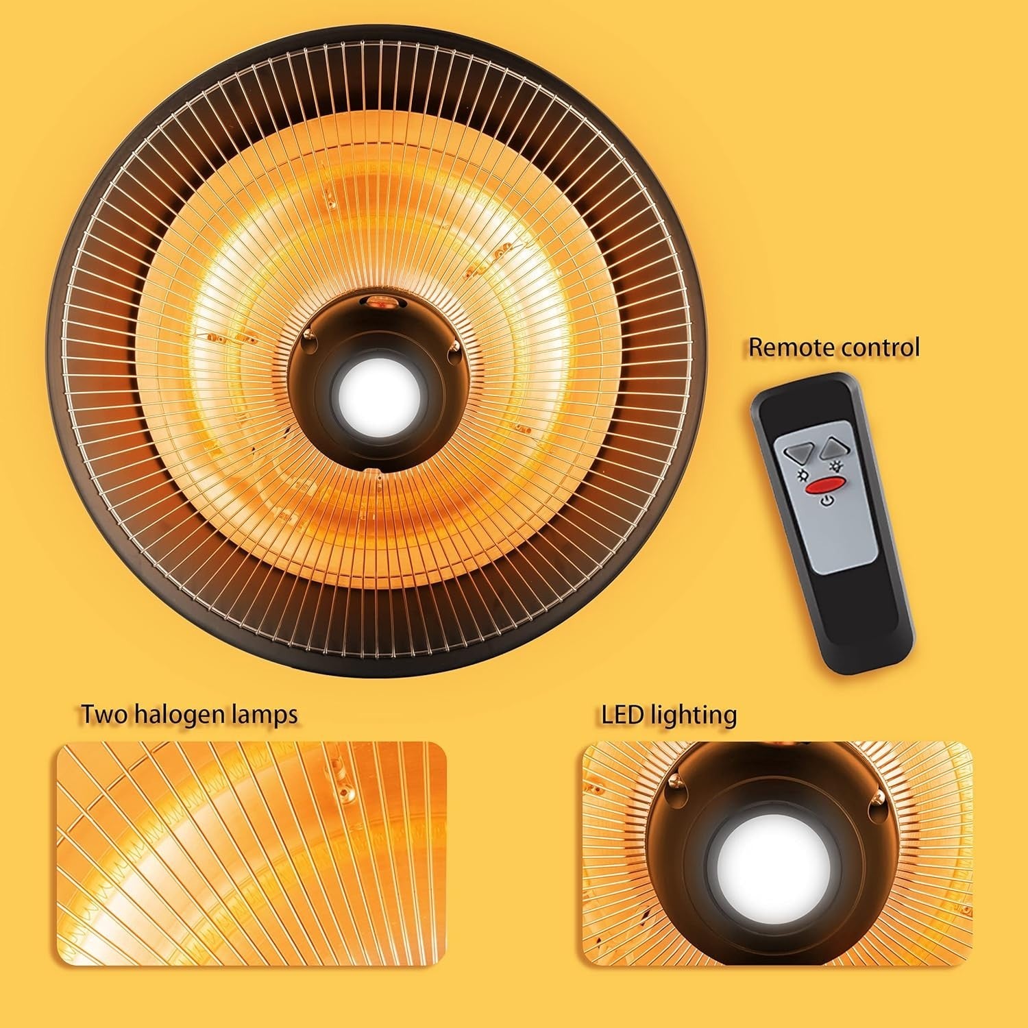 Ceiling Mounted Infrared Patio Heater 2000W Fast Heat Outdoor Indoor Use