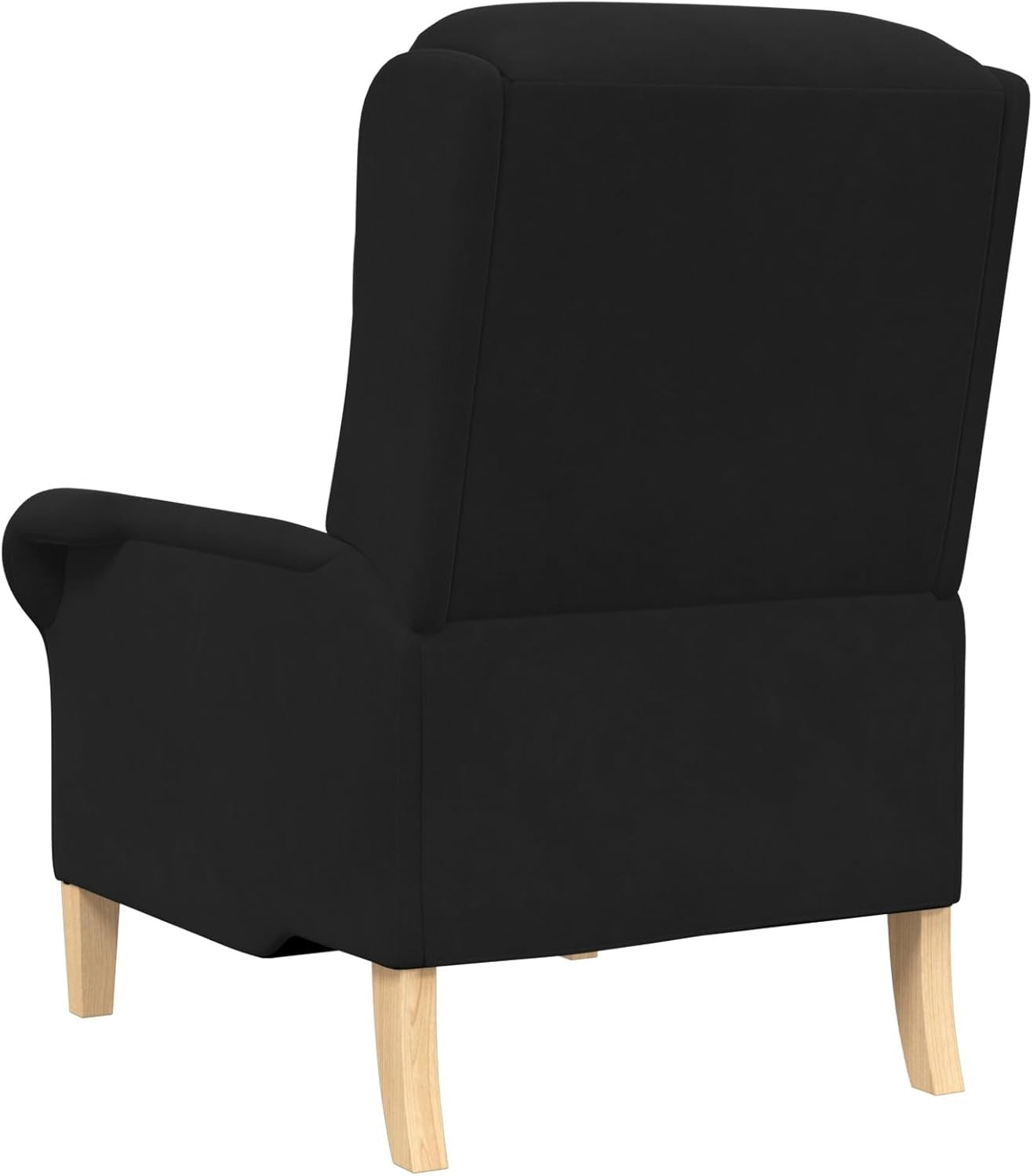 Black Fabric Armchair Ergonomic Lounge Chair Soft Seat Wooden Legs