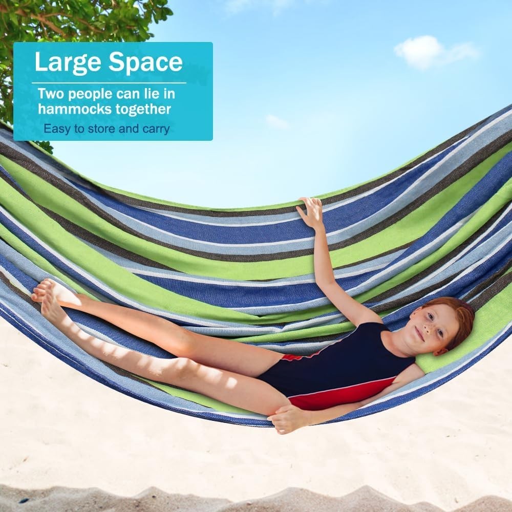 Heavy Duty Camping Hammock 550lb Max | Outdoor Swing Bed w/ Tree Straps