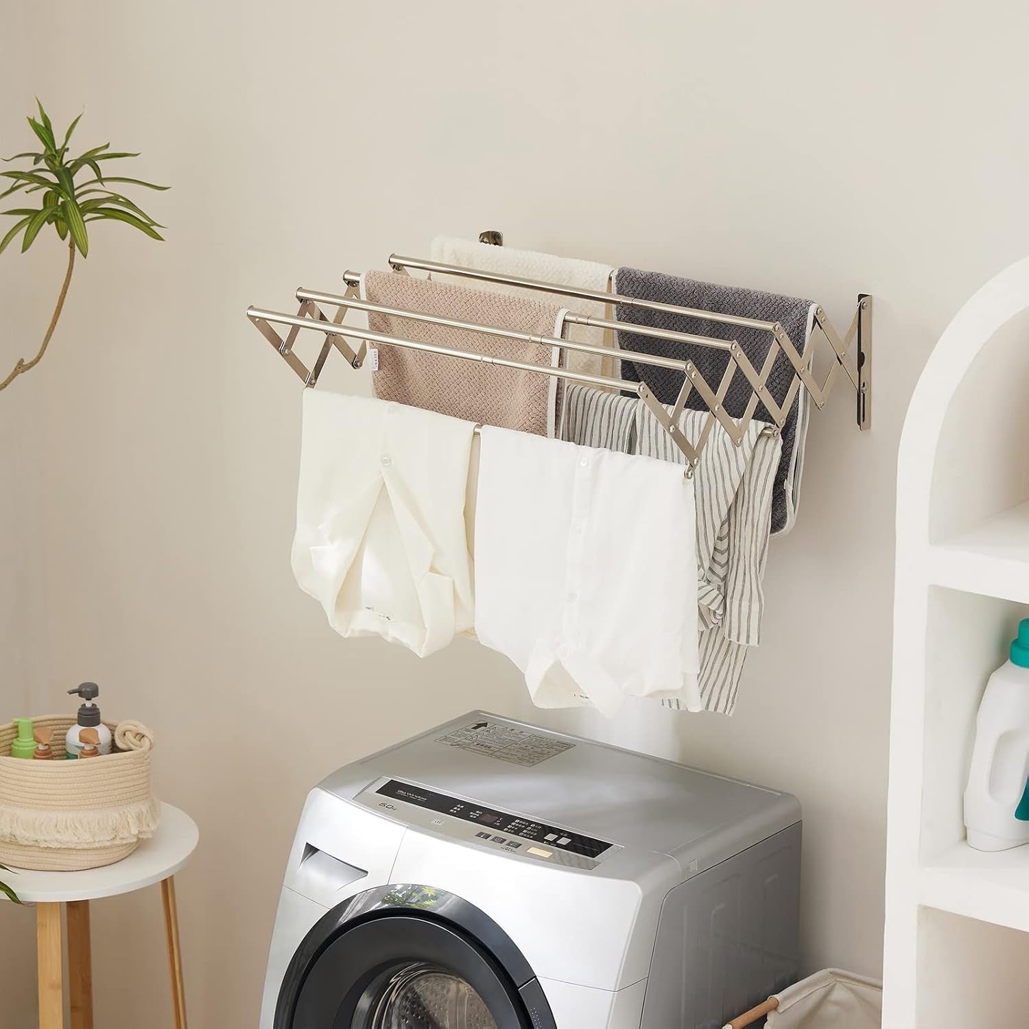 Wall Mounted Clothes Airer Retractable Drying Rack Foldable Space Saving