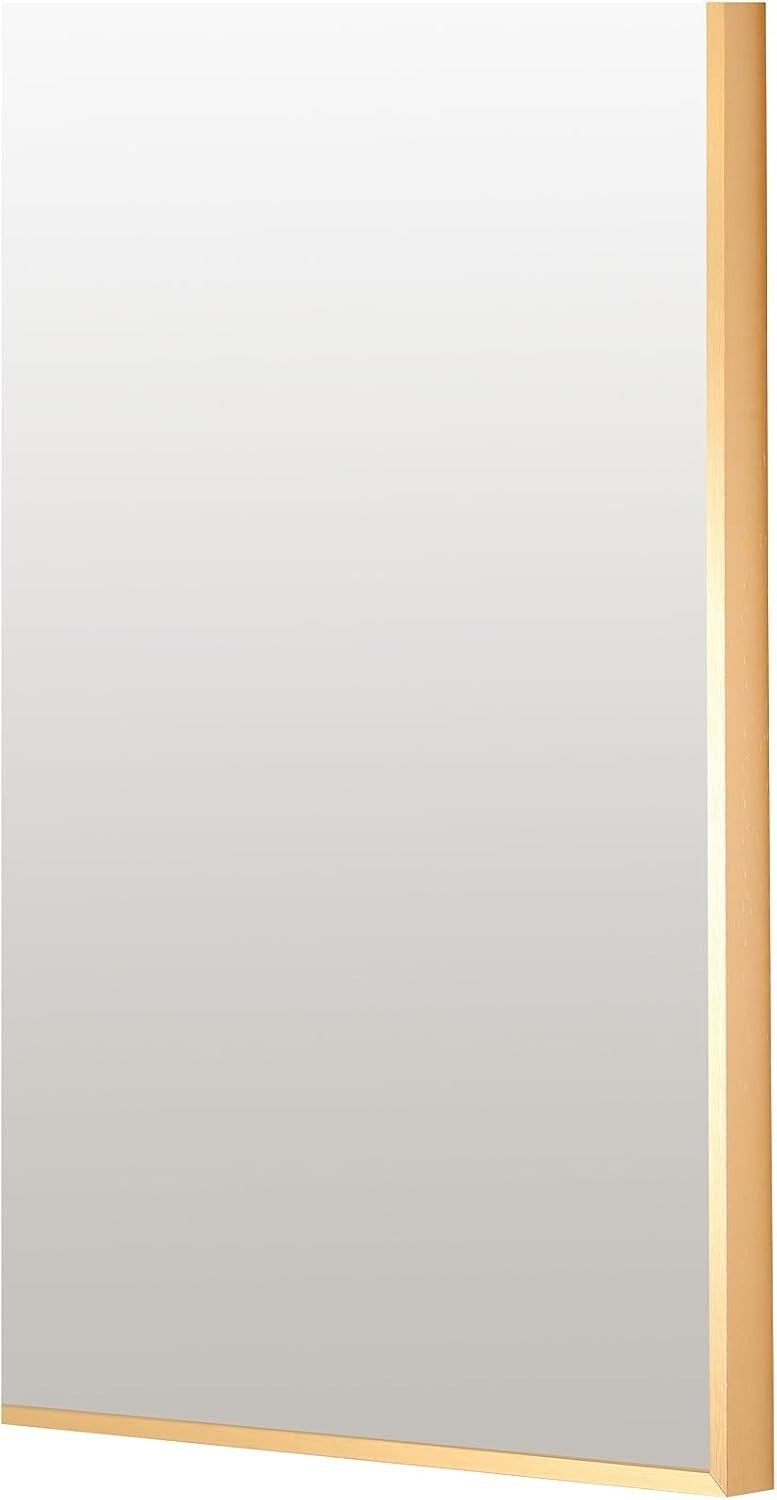 Gold Arched Wall Mirror 80x85cm Modern Thin Frame Overmantle Hallway